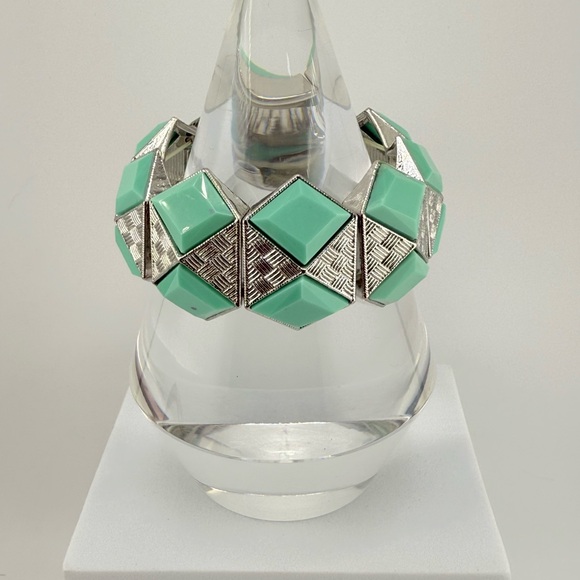 Geometric Turquoise Square Stone Women's Bracelet - Picture 6 of 10